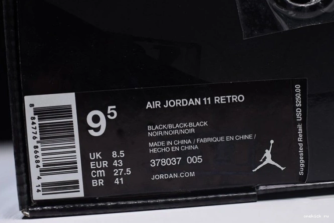 Chep Onekick Cap 378037-005 and Air 11 black Jordan Gown 0709